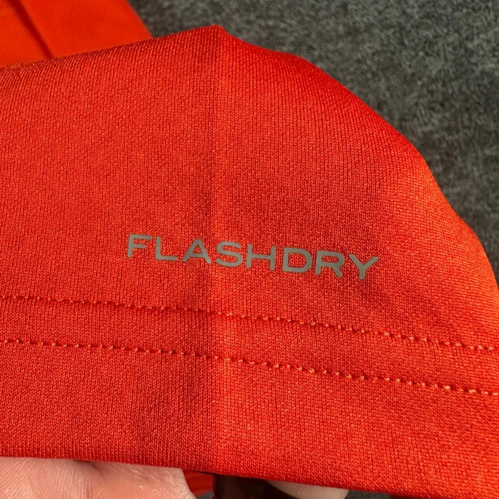 The North Face Shirt Mens M FlashDry Long Sleeve Orange Performance Hiking Top